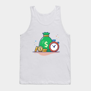 Timer with sack of coin cartoon Tank Top